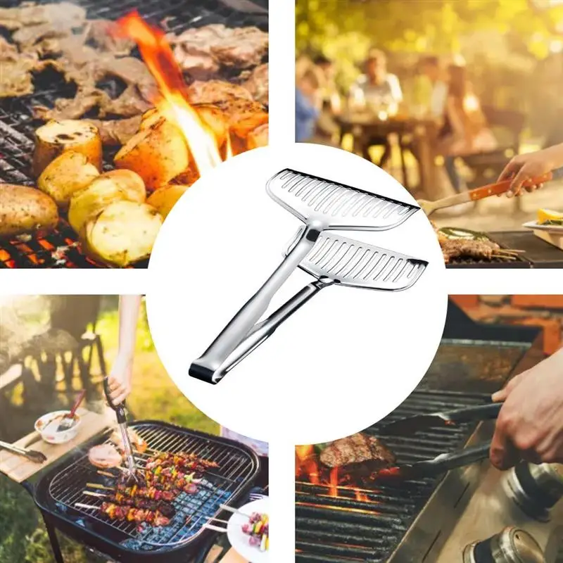 

New Steel Multi-Function Flip Fish Tongs Household Kitchen Utensils Frying Cooking Tools Durable Barbecue Tongs Big Fish Tongs
