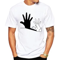fpace fashion funny hand men t shirt rabbit hand shadow printed hipster tshirts short sleeve casual t shirts basic tee