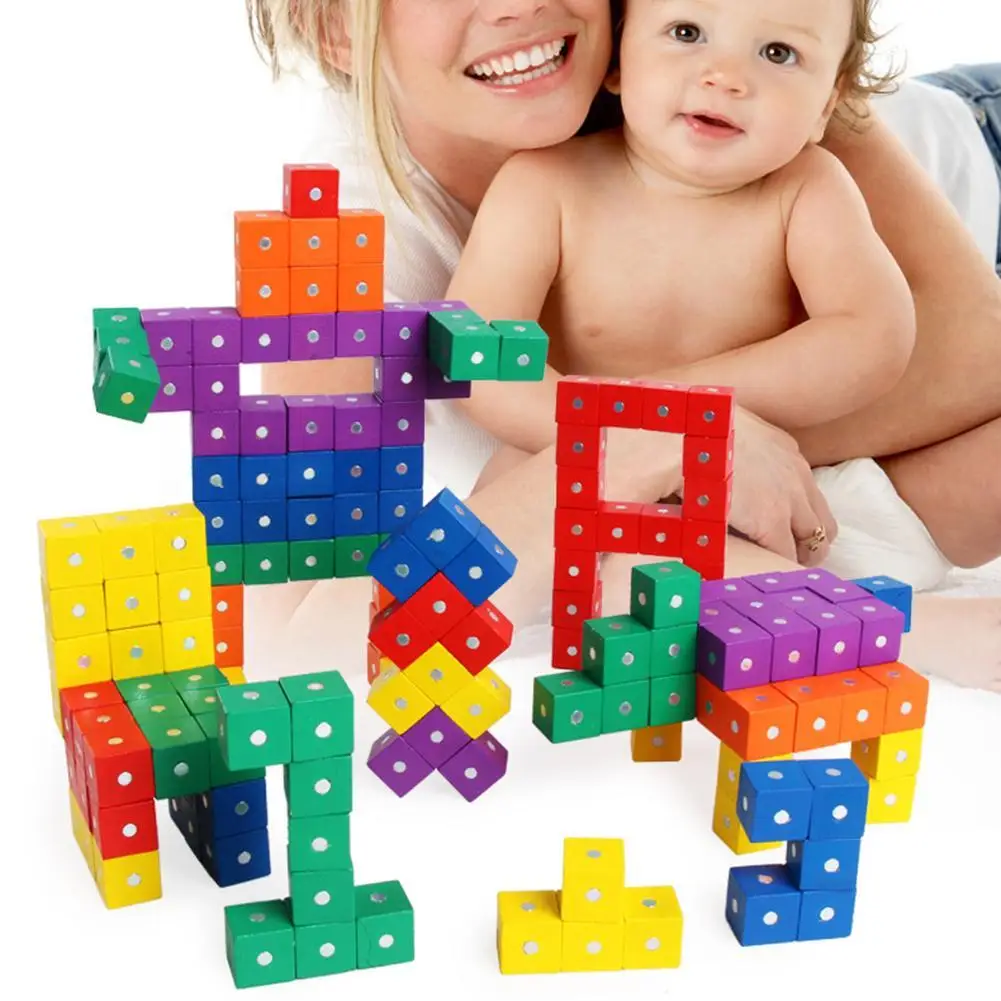 

10 шт. 2 см Деревянный Magenetic кубический блоки кирпичи Сделай Сам Строительная обучающие игрушки для детей родитель-ребенок интерактивные игр...
