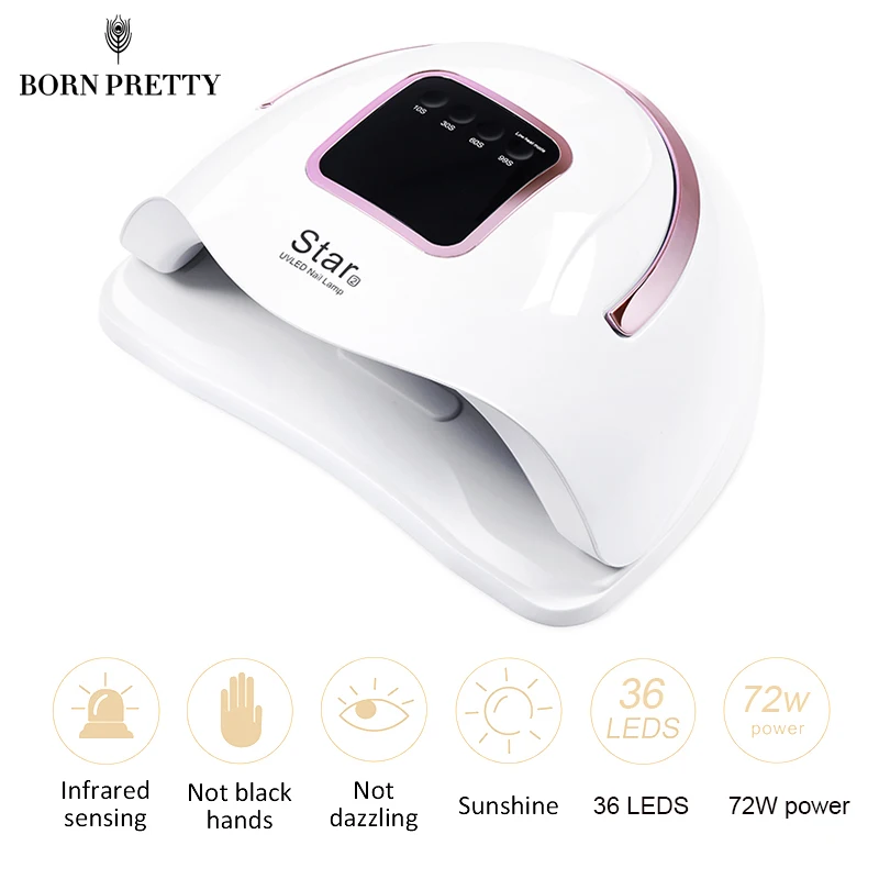 72 Вт Светодиодный светильник для ногтей с 36 шт. УФ лампа маникюра гель Сушилка