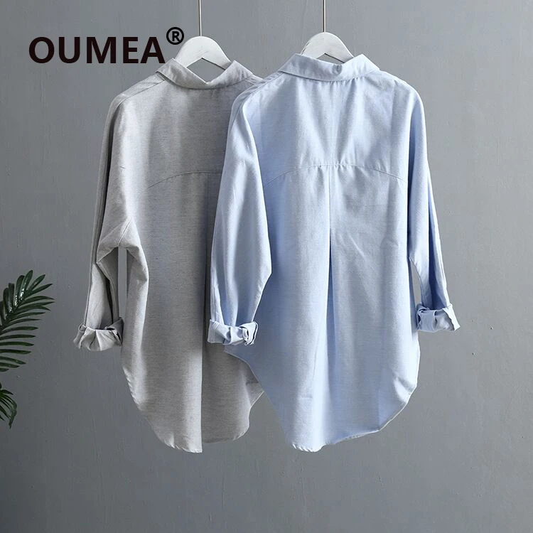 OUMEA весенне-летняя офисная Дамская блузка винтажная рубашка женский топ Женская