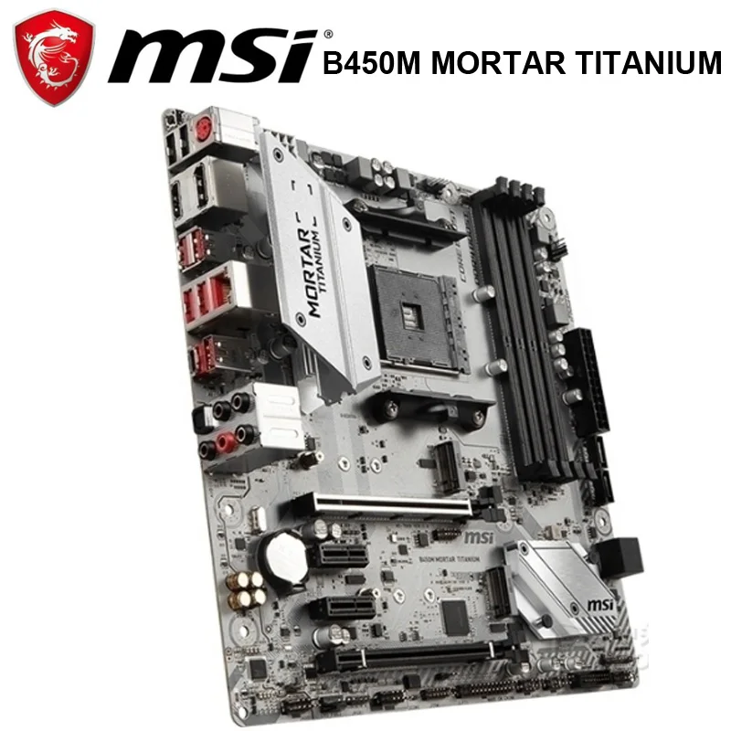 Verkauf Buchse AM4 MSI B450M MÖRTEL TITAN Motherboard AMD B450 AMD Ryzen PCI-E 3,0 Desktop B450 Placa-Mãe AM4 HIFI Overlocking Verwendet