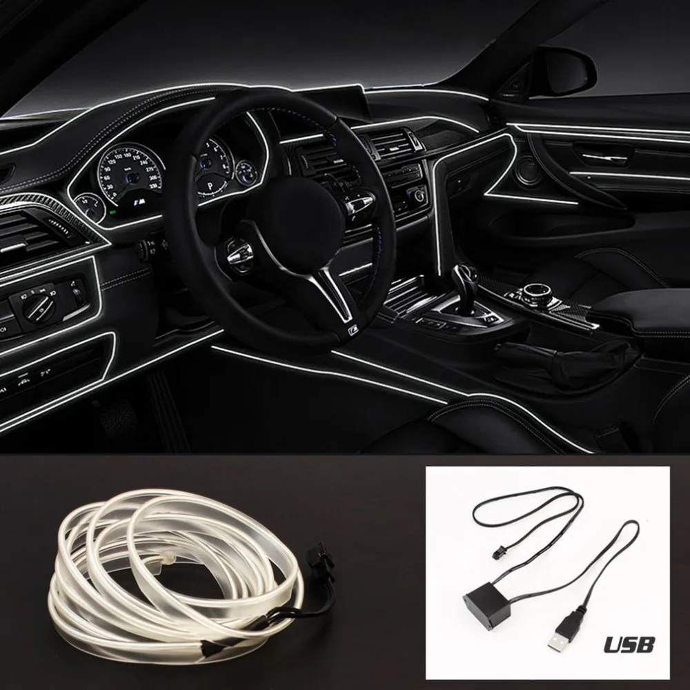 

1 м светодиодная неоновая веревка для танцев автомобиля светящаяся лента + контроллер 3 В/12 в USB-накопитель украшение автомобиля светильник д...