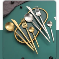 304 stainless steel portuguese tableware set 2 pcs knife and fork spoon set nordic restaurant dinnerware set
