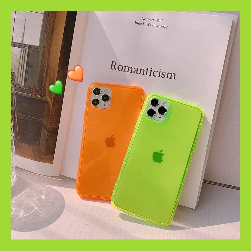 

Fluorescent Color Phone Cases For iphone 13 12 11 Pro Max Mini X XR XS Max 6 6S 7 8 Plus SE 2020 Fully protected soft cover