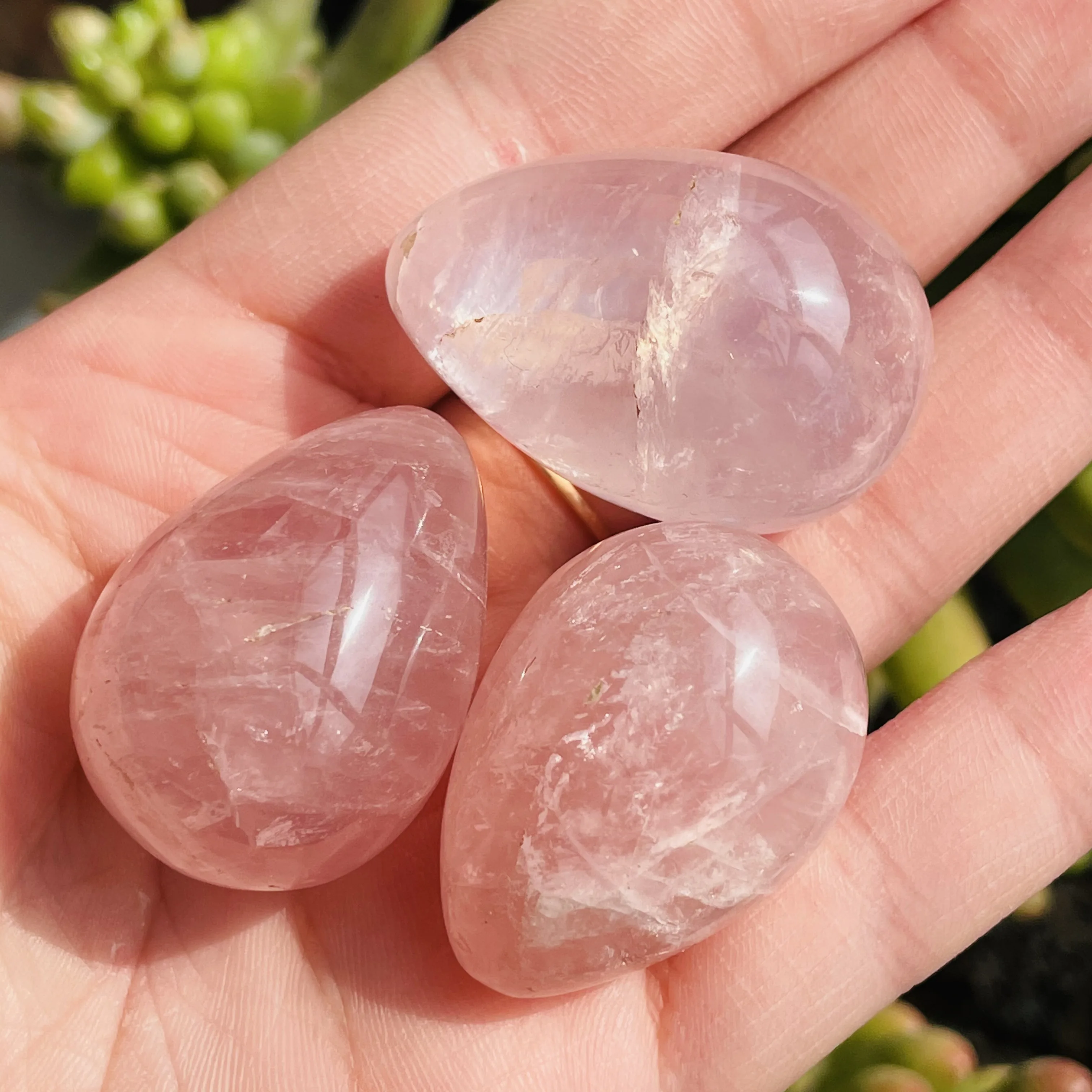 3 шт. натуральный розовый порошок хрустальные полированные маленькие массажные