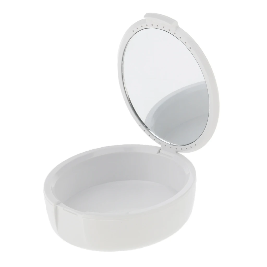 

Retainer Box Denture Storage Container Tray Case with Mirror