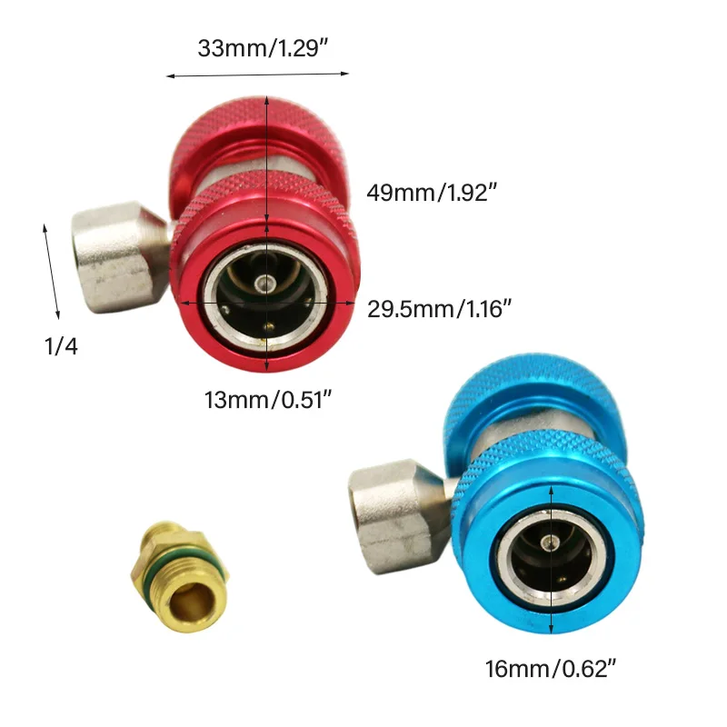 1set R134A Air-conditioning Low High Quick Coupler Adapters AC Manifold Gauge +Extractor Valve Core | Installation