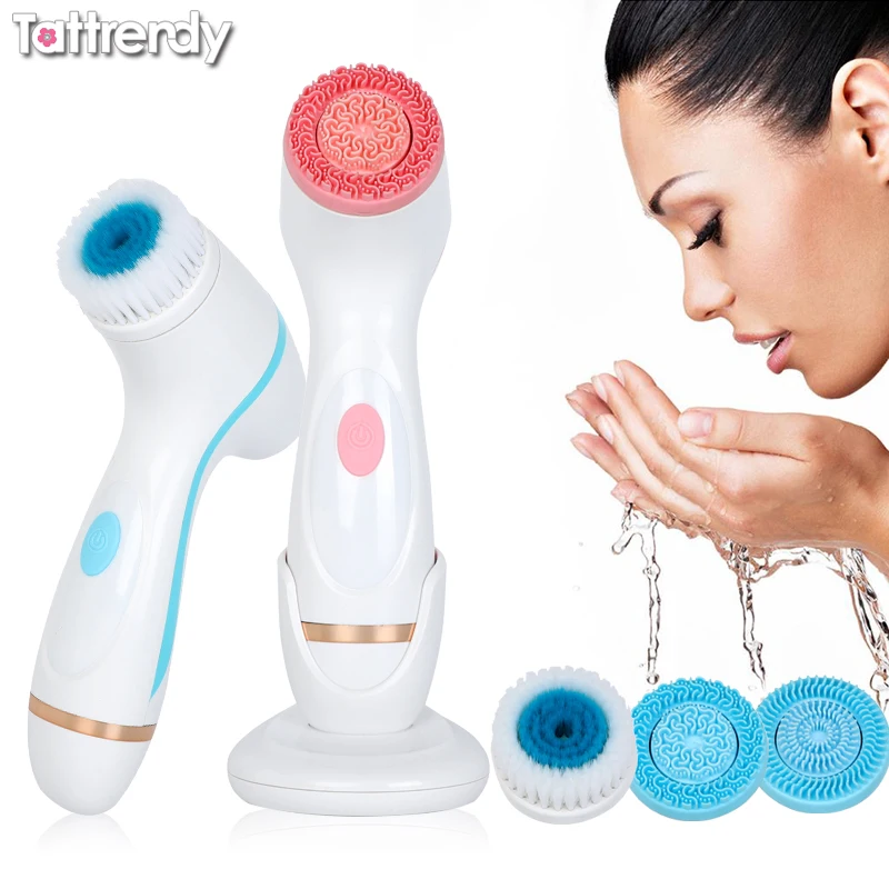 3 Heads Cleansing Brush Sonic Nu Face Rotating Cleansing Brush Galvanica Facial Spa System Can Deeply Clean Remove Blackheads
