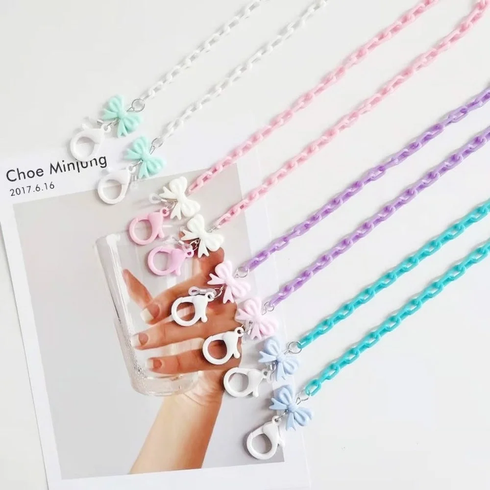 

2021 Acrylic Sweet Love Charm Mask Holder Lanyard Cute Butterfly Children Non-slip Glasses Chain Neck Strap Jewelry for Women