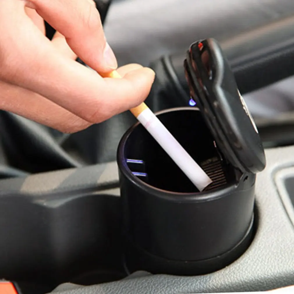 

Car Ashtray LED Flame Retardant Vehicular Ashtray With Anti-skid Pad With Blue Light Safe Fashionable Practical Durable
