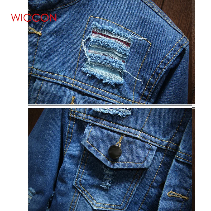 Мужская джинсовая куртка модная рваная в стиле хип-хоп ковбойская | одежда