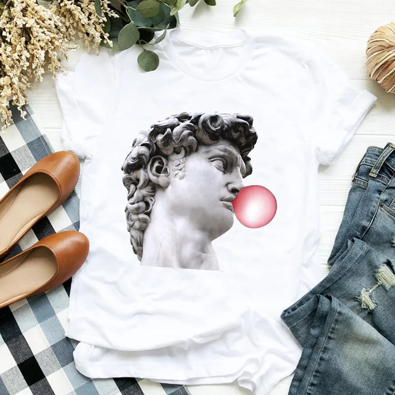 

Women Lady T Shirt Oil Painting Sunflower Printed Tshirt Ladies Short Sleeve Tee Shirt Women Female Tops Clothes Graphic T-shirt