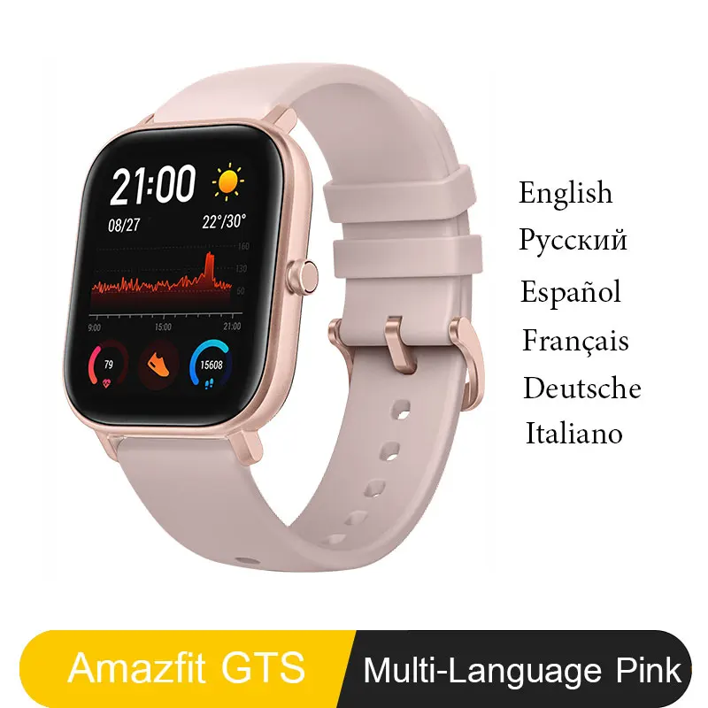 Новые Amazfit GTS глобальная версия Смарт часы Huami Открытый gps позиционирования бег сердечного ритма 5ATM водонепроницаемый смарт часы - Цвет: Rose powder