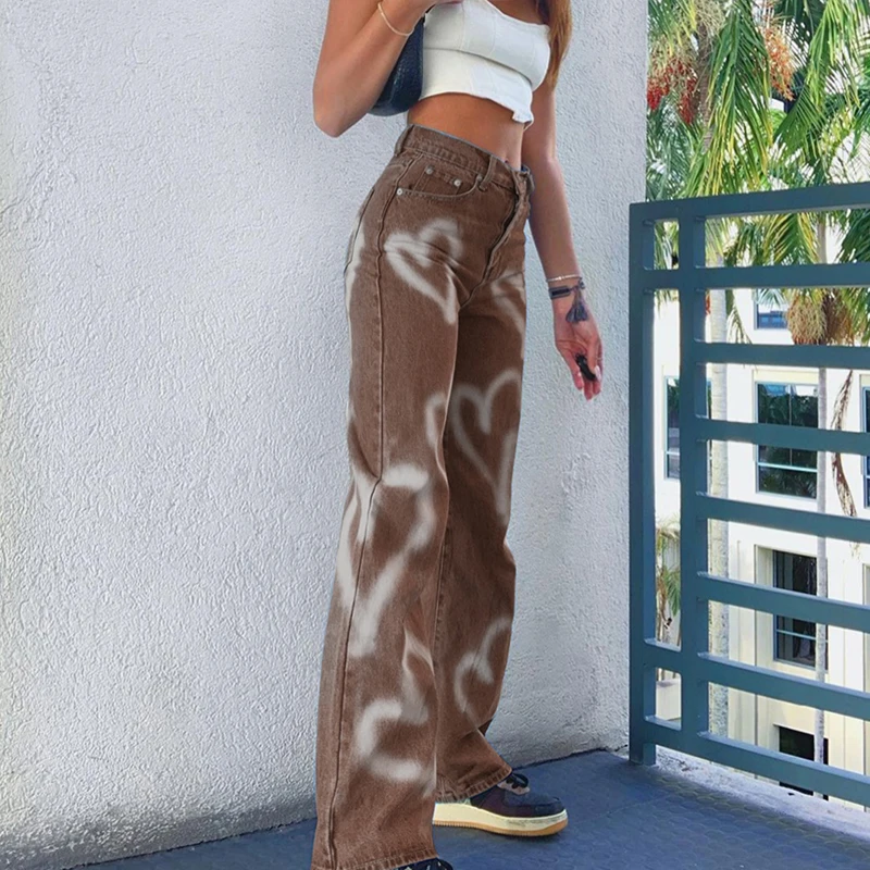 

Autumn Fashion Patchwork Jeans Pants Women 90s Streetwear Cargo Pants High Waisted Girl's Denim Straight Trousers