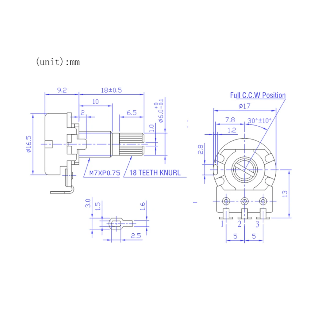 Ручки управления скоростью гитары потенциометр 25K комбо 18 мм Длинные разделенные