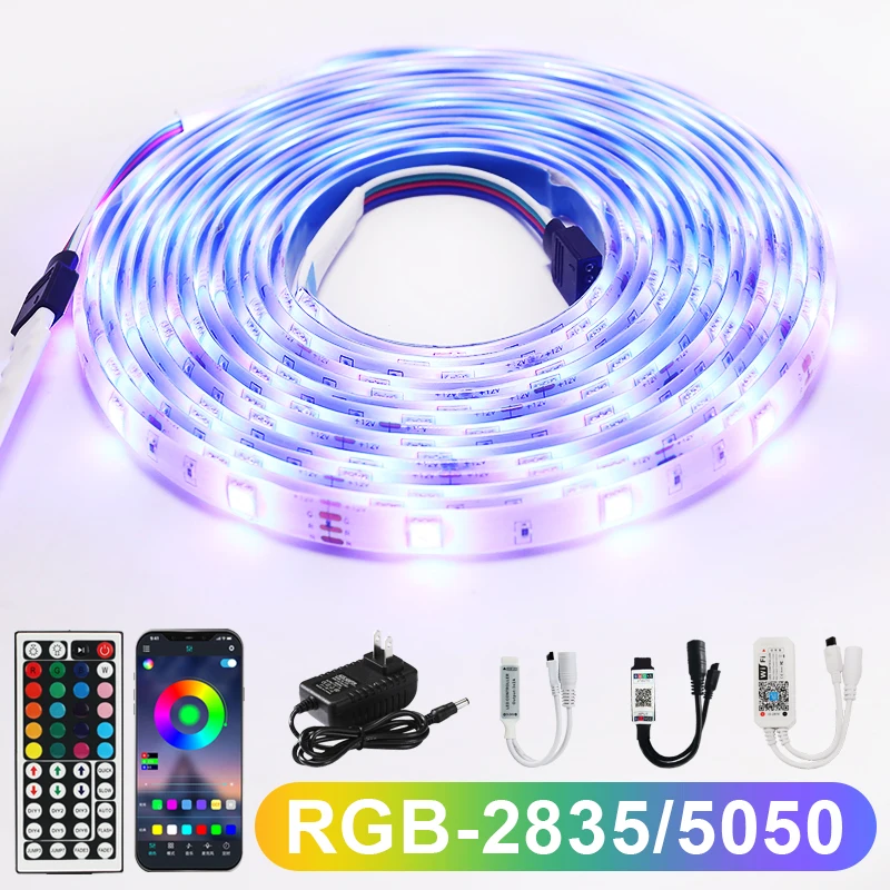 

DC12V 2835SMD Wifi Tape Diode Bedroom Decoration luces5050 Waterproof Flexible Ribbon Led Light Bluetooth RGB LED Strip Lights