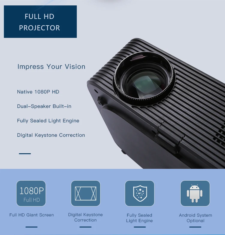 Оригинальный Full HD 1080P светодиодный проектор Android 7 0 Wi-Fi Умный домашний кинотеатр 200