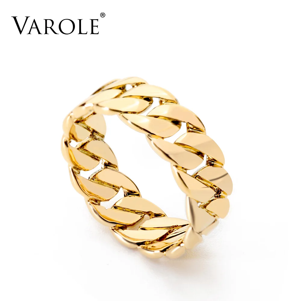 

VAROLE Punk Hollow Chain Rings For Women Gold Color Ring Fashion Jewelry Friend Gifts Anillos Mujer