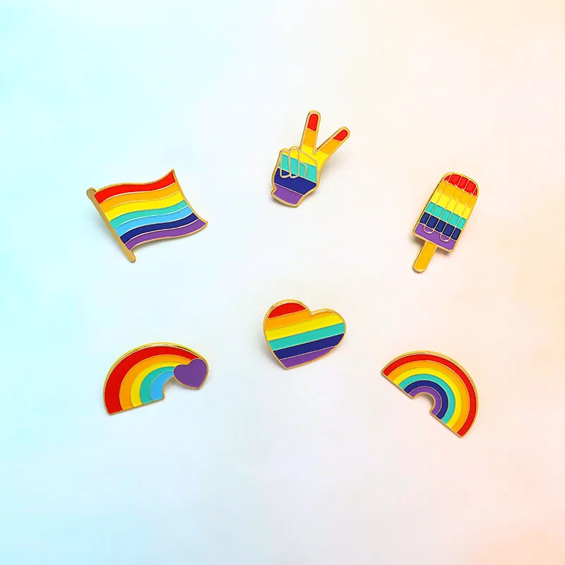 ЛГБТ дизайн Радужная булавка брошь креативный сердце палец флаг радужная