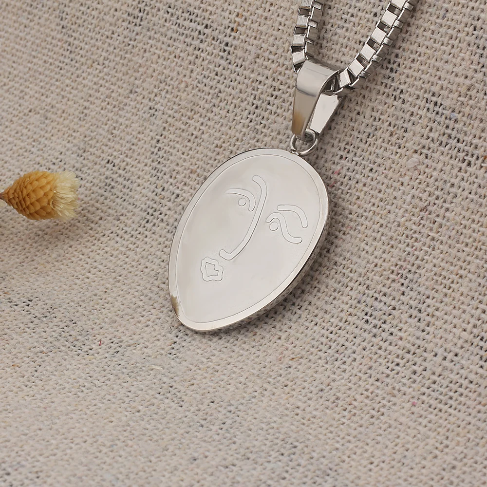 Ожерелье с подвеской в виде абстрактного лица из нержавеющей стали|Ожерелья