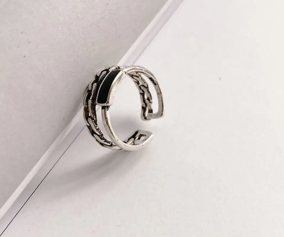 Кольцо из тайского серебра S925 пробы открытое в японском и корейском стиле|Кольца|