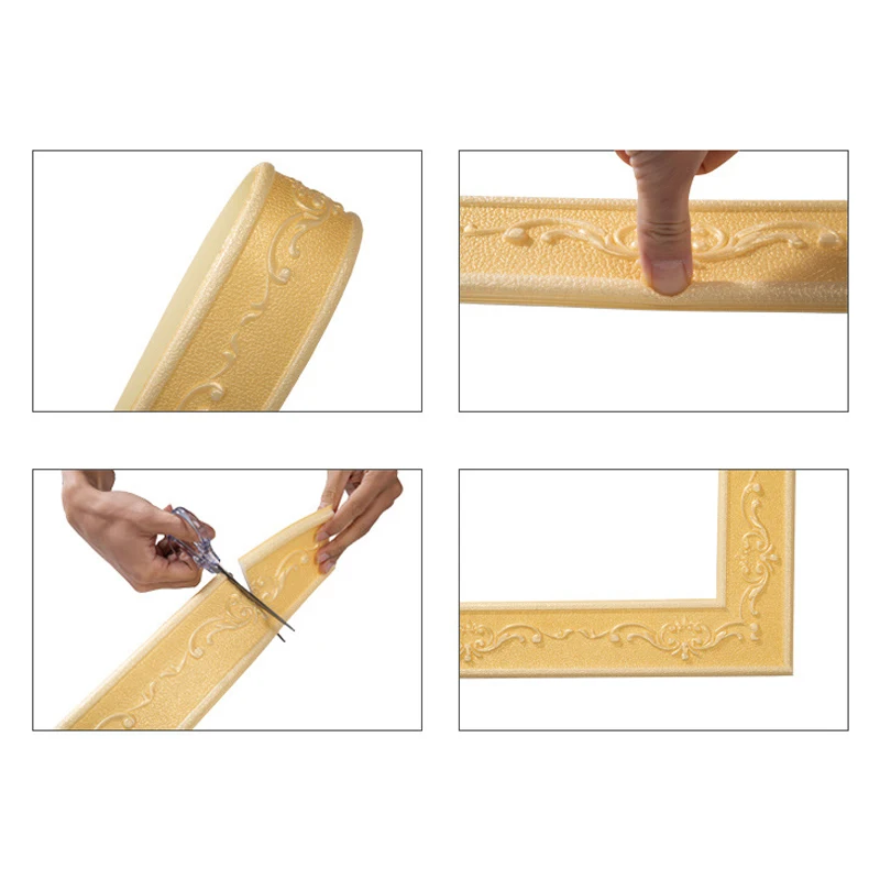 Самоклеящиеся 3D наклейки на стену из пены линия талии обои для плинтуса рамка