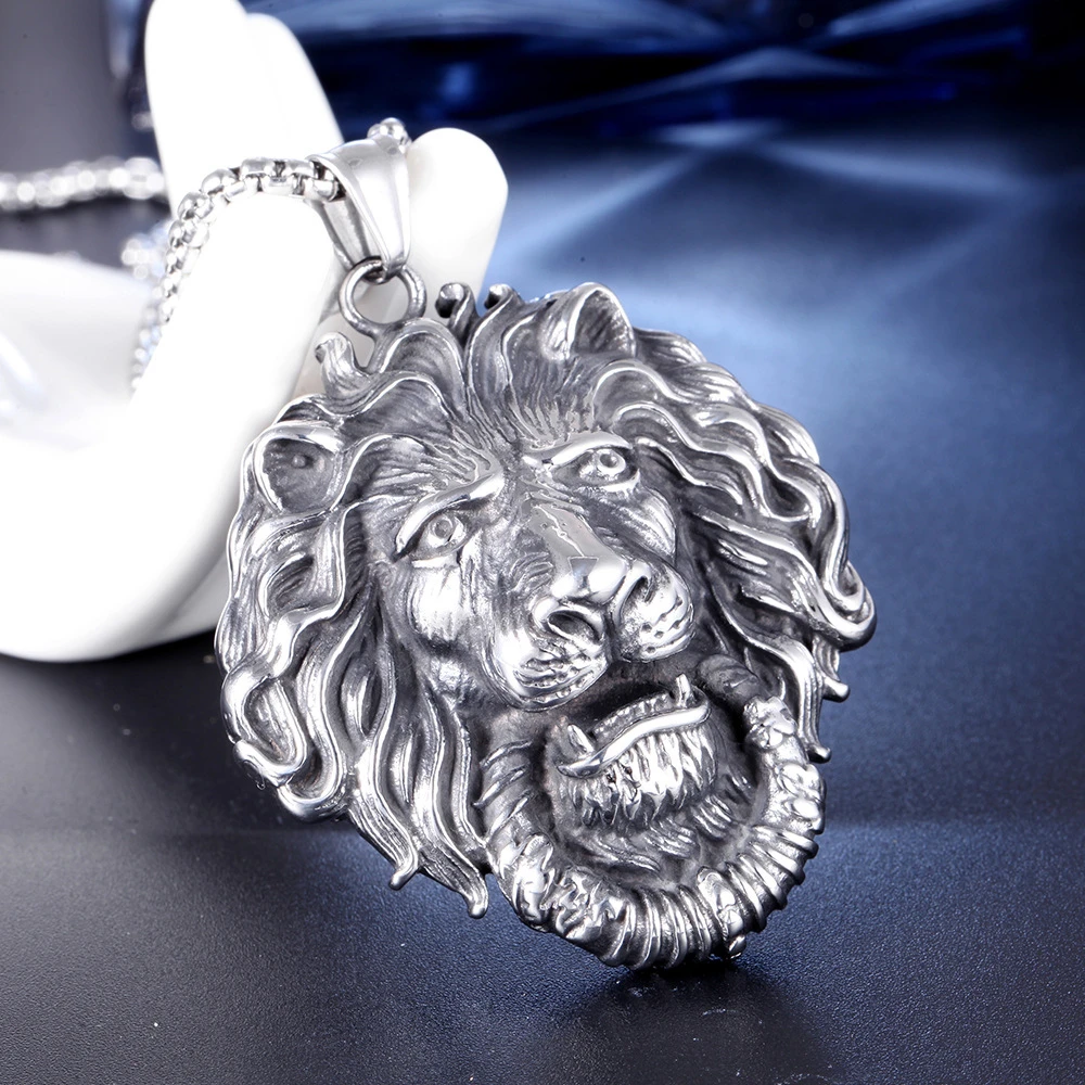 

Loredana Jewelry.Unparalleled King Of The Prairie Lion King Modelling Fierce Domineering Polished Stainless Steel Necklace.XL111