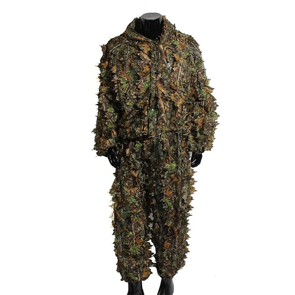 Уличная Ghillie костюм куртка+ брюки Camuflaje 3D лист с капюшоном джунгли военные камуфляжная охотничья одежда Chasse Vetement Sniper