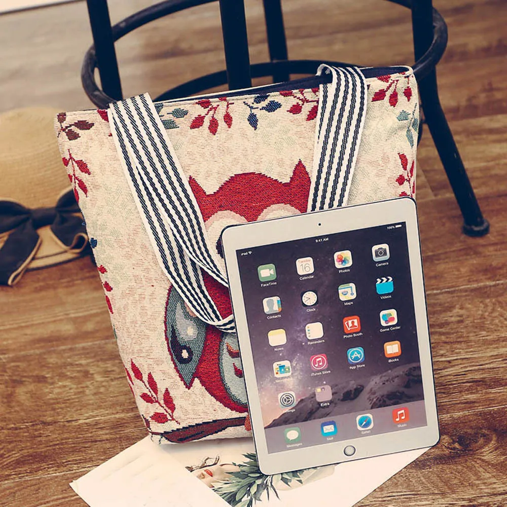 Женские Наплечные сумки с мультяшным рисунком холщовые хозяйственные женские