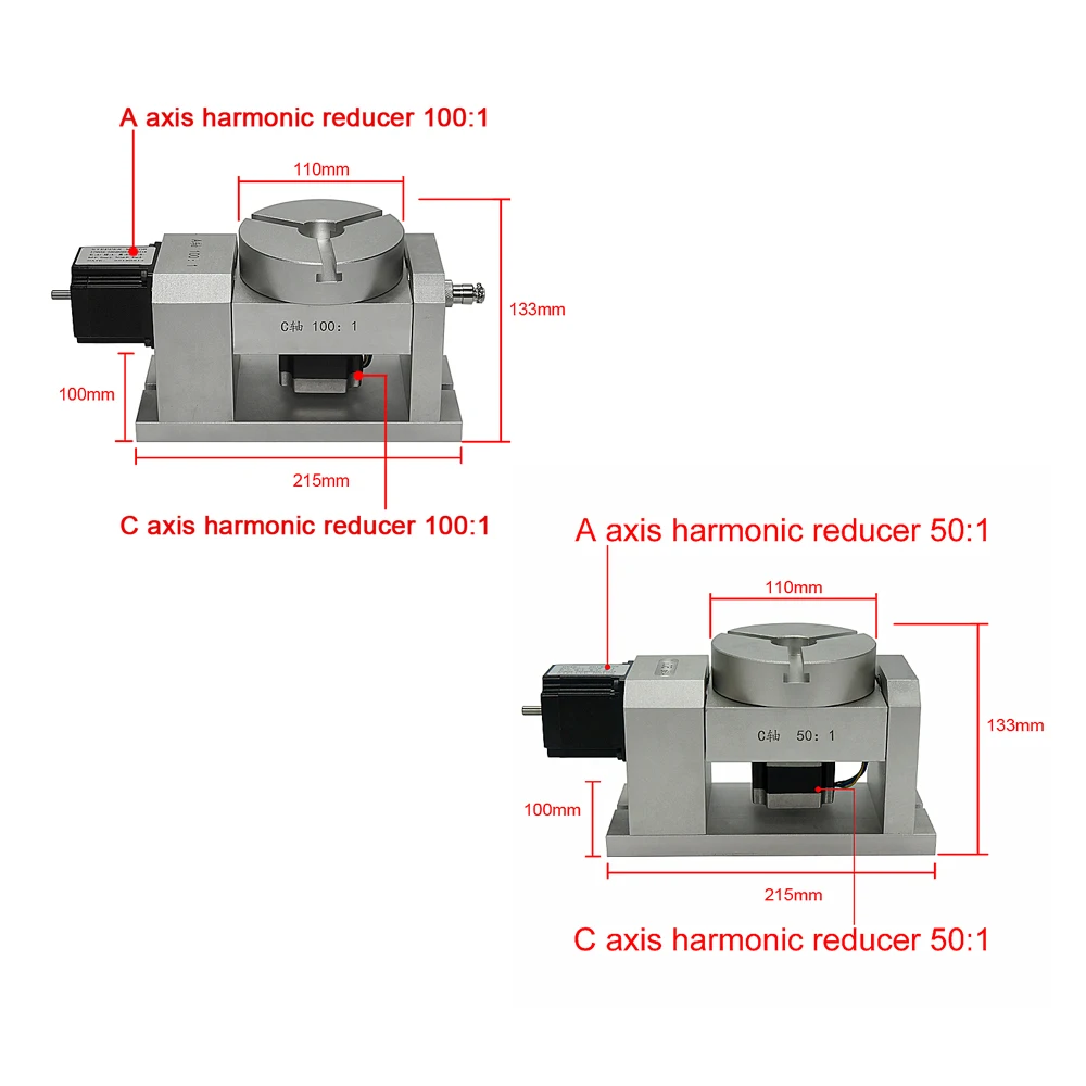 50:1 CNC Dividing Head Rotary Axis 100:1 Harmonic Gearbox 4th 5th for Router | Инструменты
