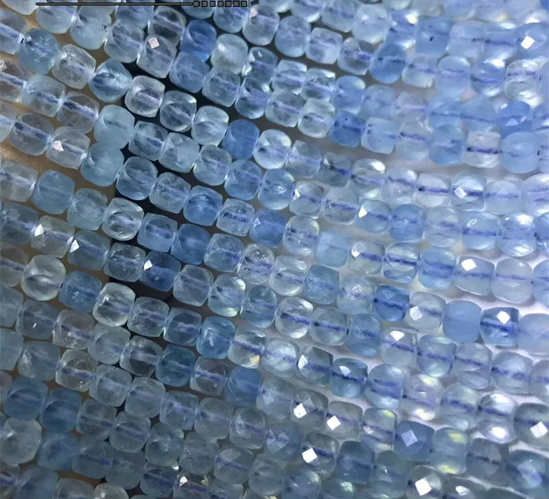

loose beads aquamarine blue square faceted 5-5.5mm nature AAAA for making jewelry necklace 14inch FPPJ wholesale