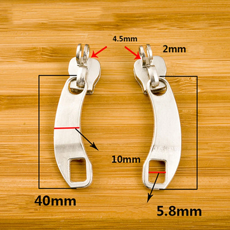 

5# 8# 10# 2 Pair Zipper Puller Metal Zipper Sliders Zip Head For Bags Zipper Repair Kits DIY Suitcase Sewing Accessories