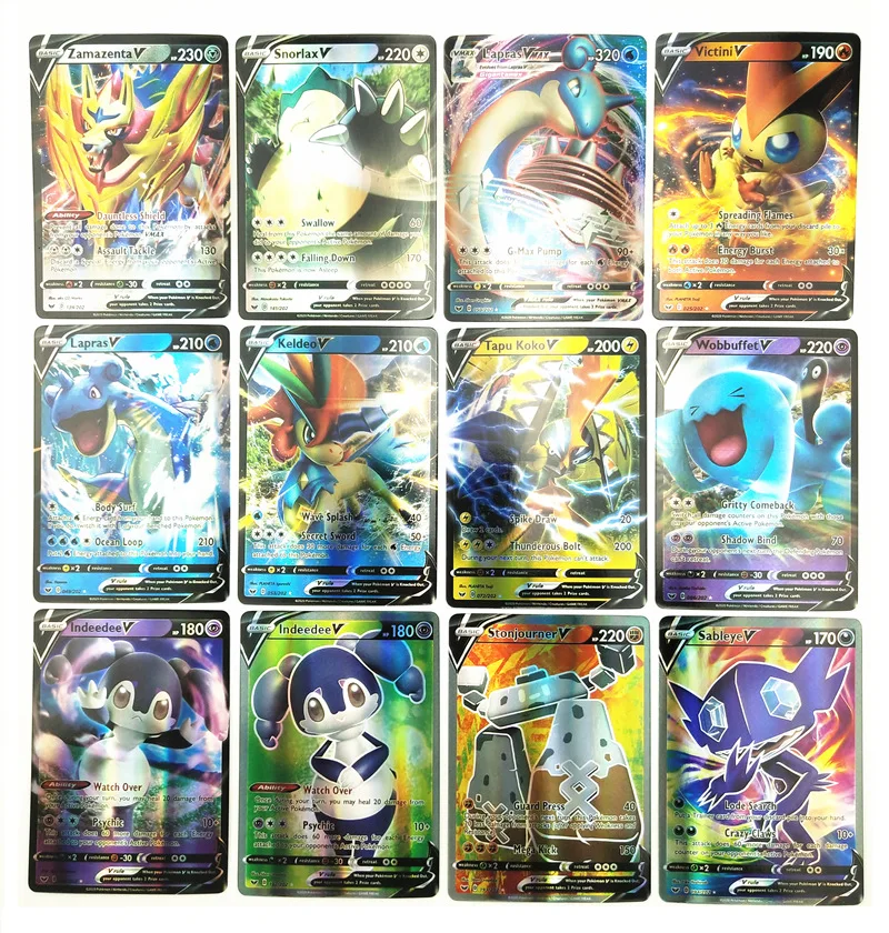 64 шт./компл. новая игра Pokemon Боевая карта PTCG Покемон английская флеш-карта Vmax