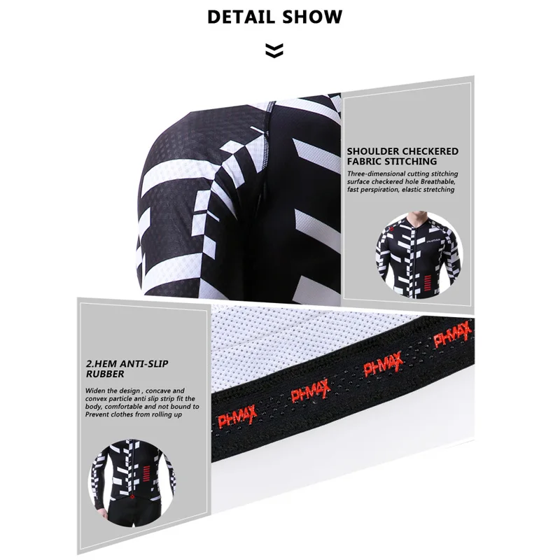 PHMAX Мужская велосипедная майка с длинным рукавом дышащая одежда быстросохнущая