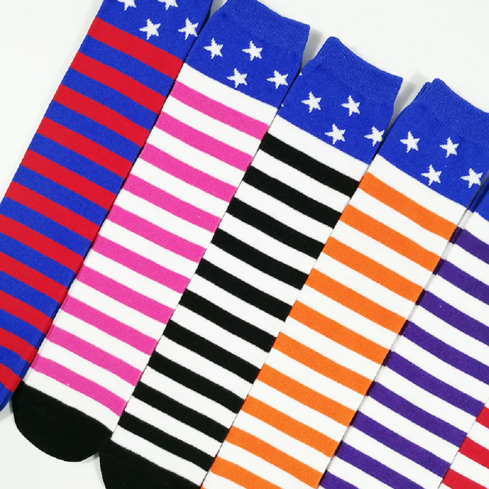 Носки до колена для девочек в стиле Харадзюку хлопковые спортивные носки полоску