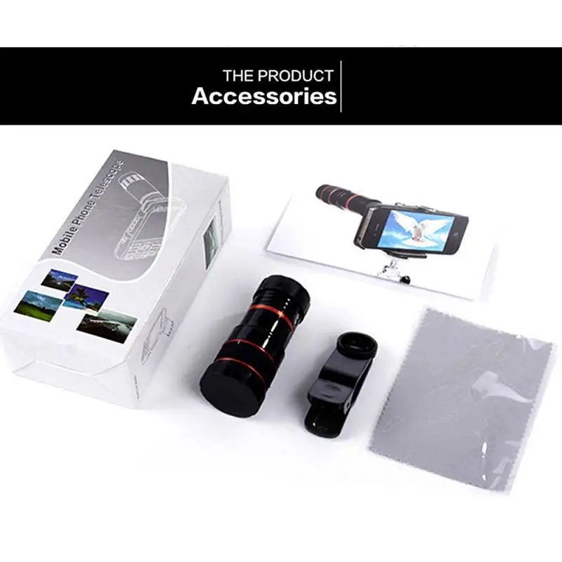 

8/12X Optical Telescope Camera Telephoto HD Focus Mobile Phone Clip Optical Zoom Telescope Lens For iPhone Samsung Sony HTC