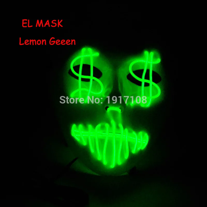 mask 27 Лидер продаж EL Wire светящаяся маска Nenon светильник костюм маска светодиодный Вечерние Маски для страшной тематики косплей маска украшение - Цвет: mask 27