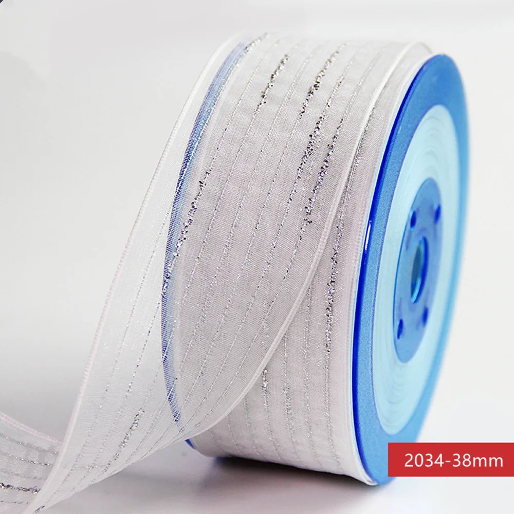 Лента из органзы с люрексом 38X25 ярдов 1-1/2 дюйма