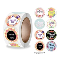 500pcs roll round floral flower thank you stickers scrapbooking for package seal label custom sticker decoration wedding sticker