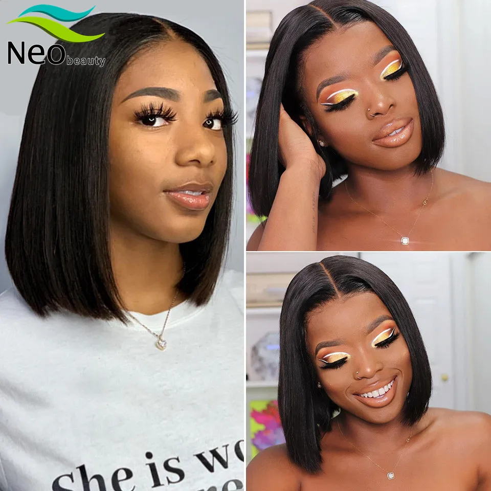 Neobeauty Brazilian Straight Bob Wig Human Hair Wigs for Women 4x4 Lace Closure Wig Jazz Star Short Human Hair Wig Remy Hair