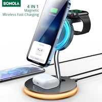 bonola qi 15w wireless charge 4 in 1 station for iphone 13 11 12 x 8 plus fast charging for apple watch 6 5airpod pro2 charger
