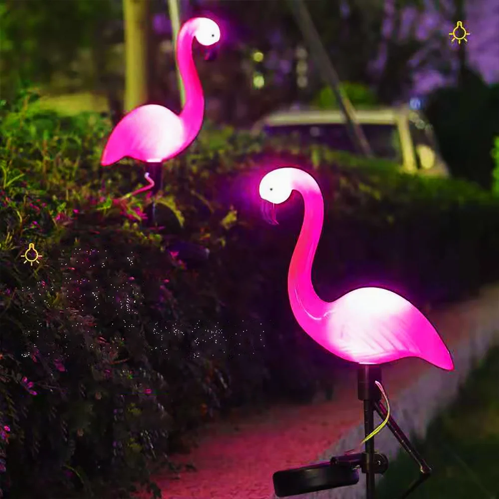 Розовый фламинго Солнечный СВЕТОДИОДНЫЙ светильник на открытом воздухе забор