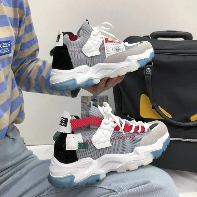 Кроссовки женские массивные на шнуровке Вулканизированная подошва удобная