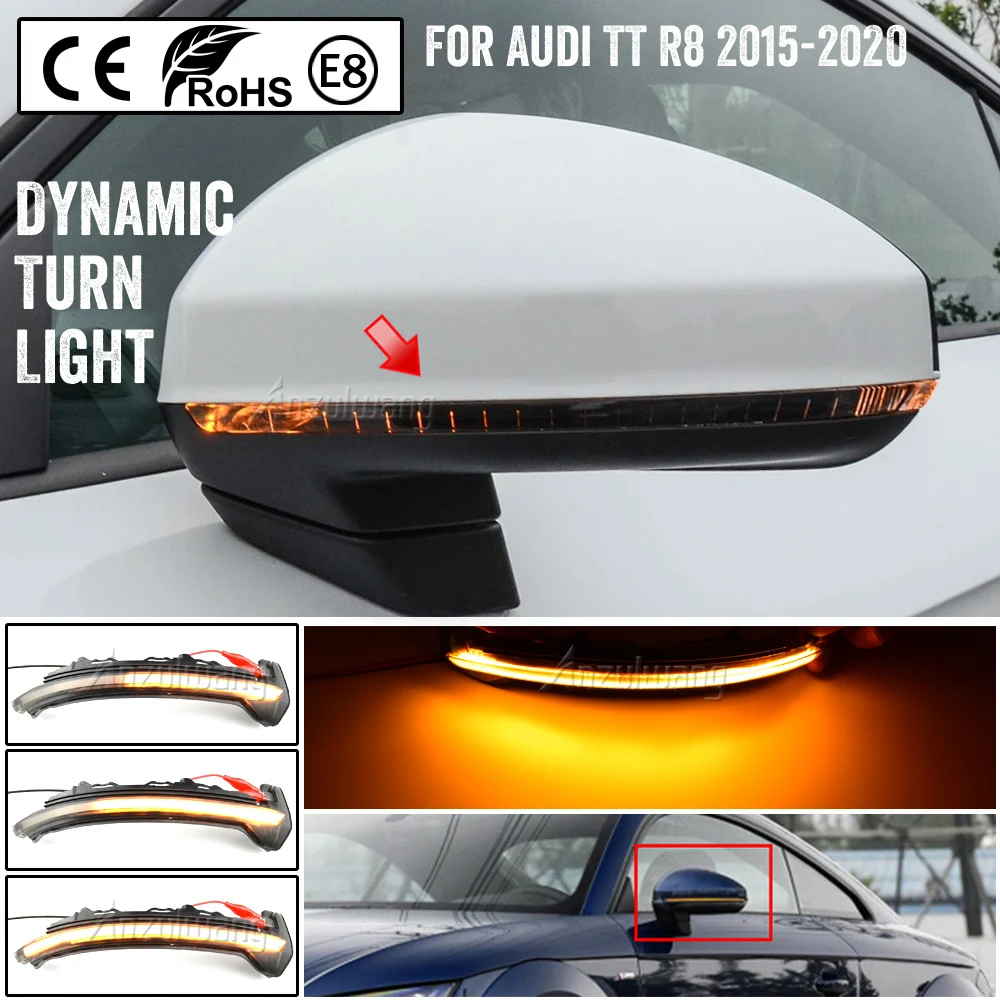 

2PCS LED Dynamic Turn Signal Light For Audi TT TTS MK3 8S 2015-2020 TTRS R8 Side Mirror Indicator Lamp Sequential Blinker