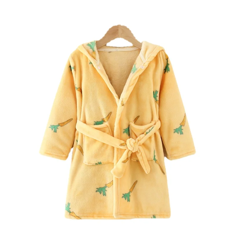 

Cartoon Children's Clothing Boys Bathrobe Long Sleeve Hooded Kids Robe Lovely Baby Girl Clothes Spring Autumn Children Clothing