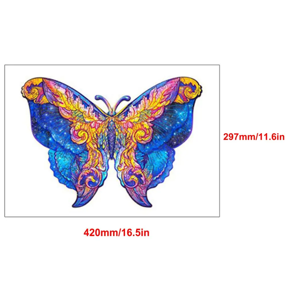 

Galaxy Butterfly Wooden Puzzle Irregular Animal Jigsaw Puzzle Holiday Gifts Improve Concentration Children Adults Toy