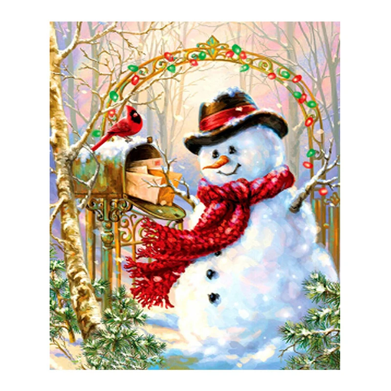

Рождественская алмазная живопись с изображением снеговика, вышивка крестиком, мультяшный круглый квадратный фестиваль, новинка, сделай са...