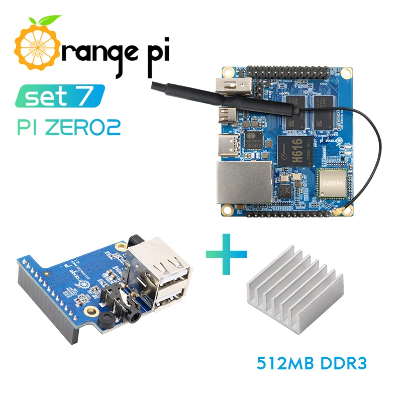 Orange Pi Zero 2 512 МБ + плата расширения алюминиевый радиатор работает на Android 10 Ubuntu Debian