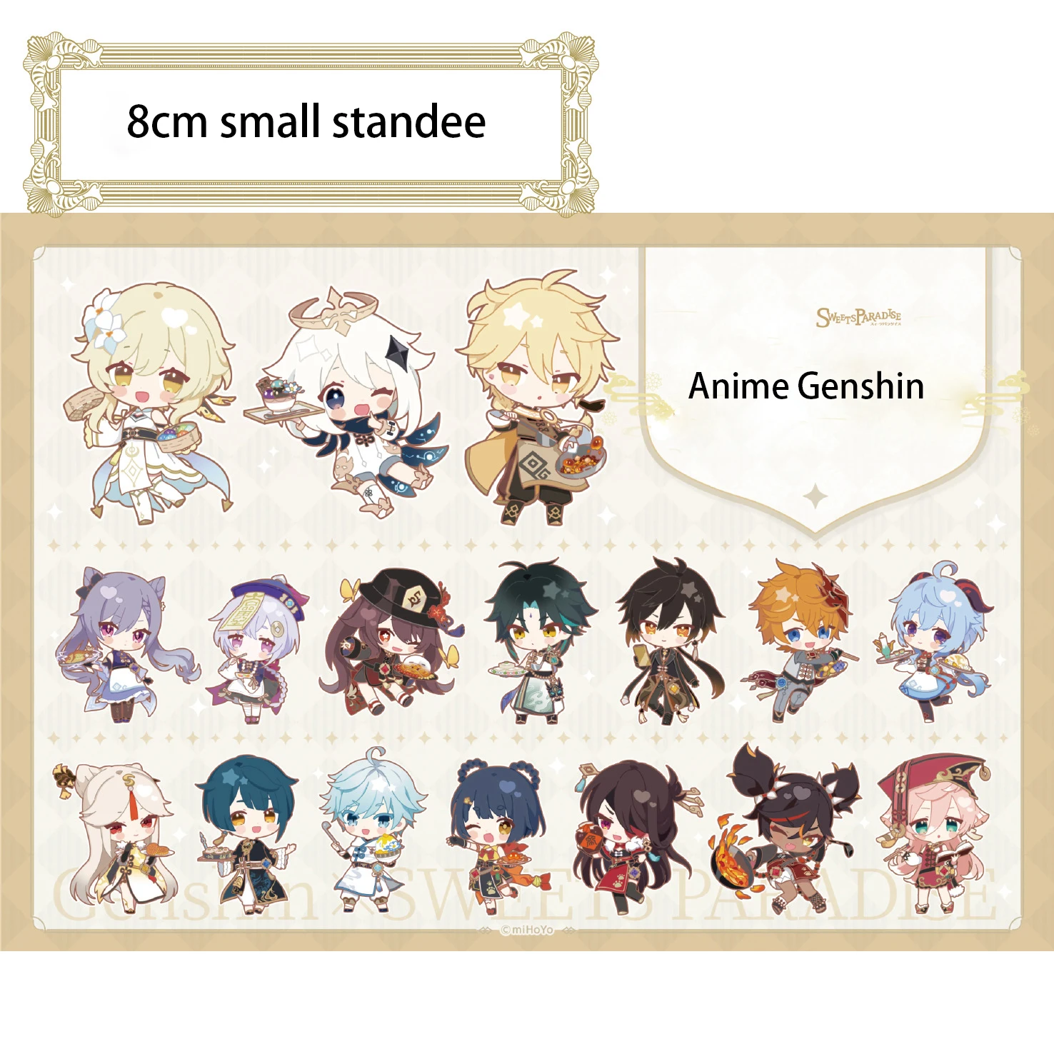 

Game Genshin Impact about 8cm Stand model Cute Impact Key Chains Morax Klee Cosplay Two-sided Keychain Acrylic Pendant Keyring
